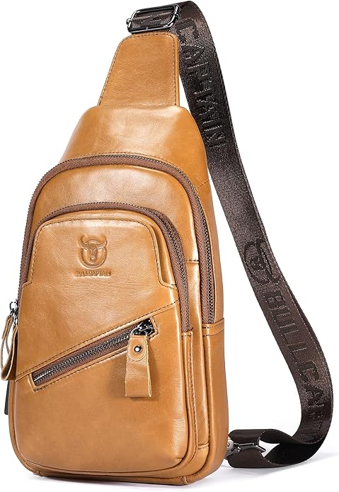 LUKZIJAES Genuine Leather Sling Bag for Men