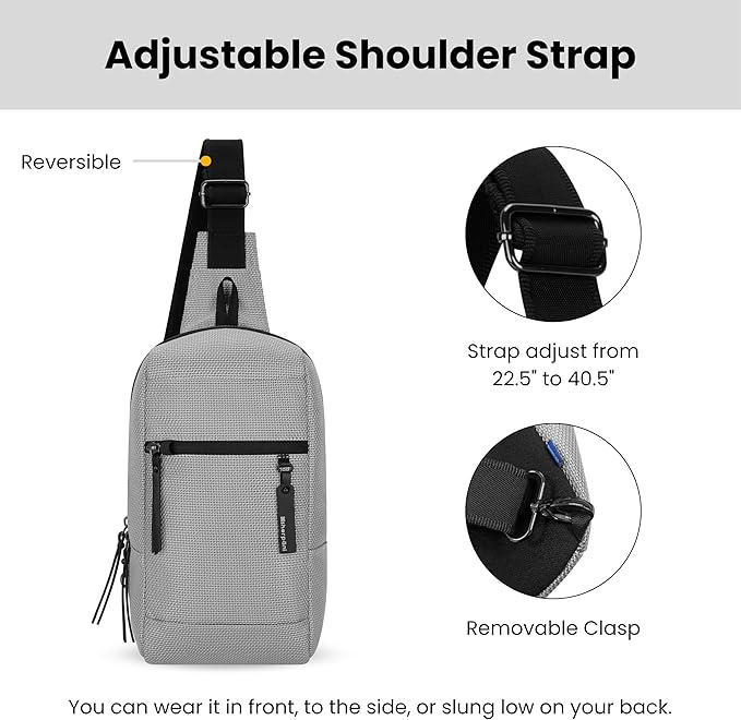 Sherpani Metro, Anti Theft Sling Bag, Sling Backpack, 5L Travel Bag, Shoulder Chest Purse, Crossbody Backpack for Women, Metal Hardware, Travel Gift (Sterling)