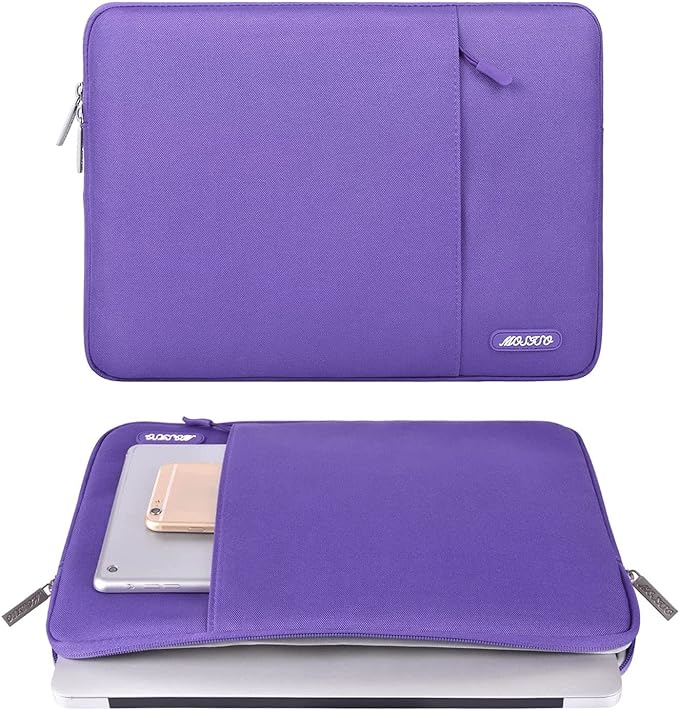 MOSISO Laptop Case 13.3 inch, 13-13.3 inch Laptop Sleeve Compatible with MacBook Air/Pro 13 / Pro 14, HP Dell ASUS Lenovo Notebook, Polyester Vertical Computer Sleeve Bag with Pocket, Ultra Violet