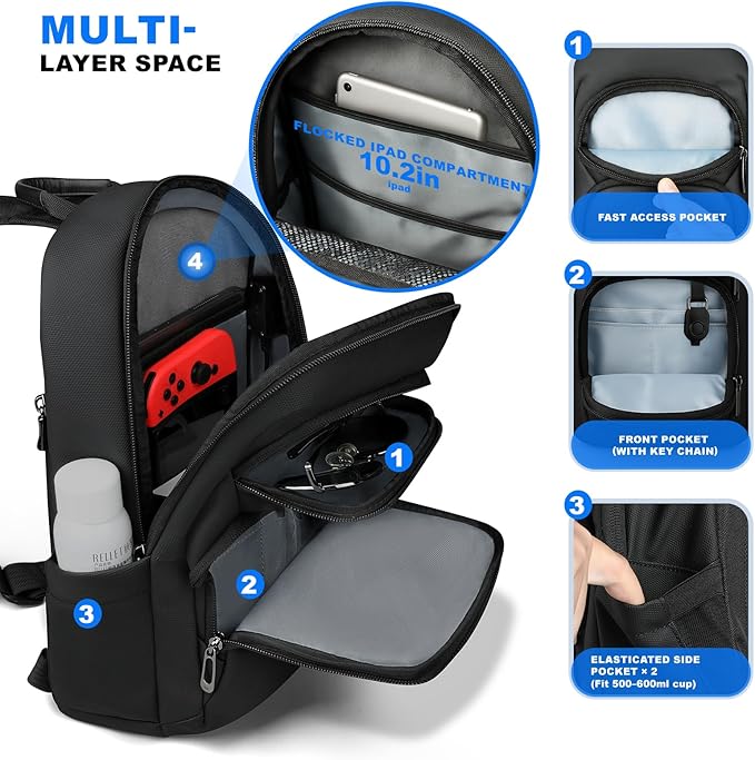 hk Sling Bag for Men with water bottles – Lightweight Waterproof Crossbody Bag with Tablet Pocket, Small Anti Theft Shoulder Bag with USB Charging Port for Daily Commute and Travel