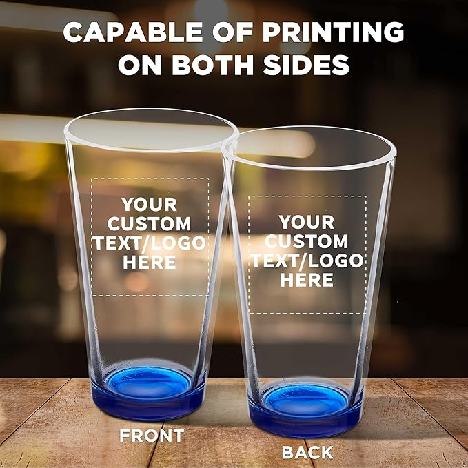 Custom Libbey Pint Glass 16 oz. Set of 50, Personalized Bulk Pack - Beer Glasses, Heavy Duty Drinkware - Blue