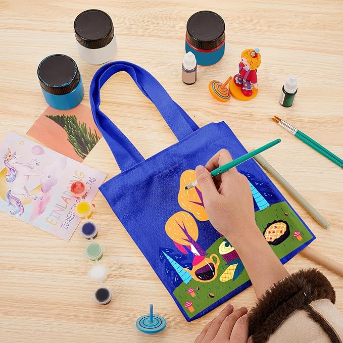 Amylove 24 Pcs Mini Tote Bag Sublimation Blank Canvas Tote Bags Reusable Grocery Luggage DIY Sack Goody for Party Even (8.5 x 8 Inch,Blue)