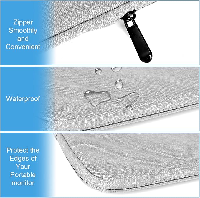 Ctemnpho 18.5 inch Portable Monitor Case Storage Bag, Portable Computer Cover Bag with Pocket Zipper for 18.5 inch, Notebook Computer Gaming Display Protective Travel（Gray）