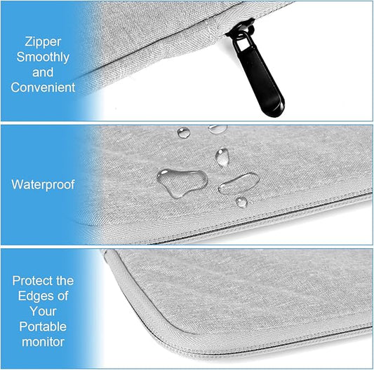 Ctemnpho 18.5 inch Portable Monitor Case Storage Bag, Portable Computer Cover Bag with Pocket Zipper for 18.5 inch, Notebook Computer Gaming Display Protective Travel（Gray）