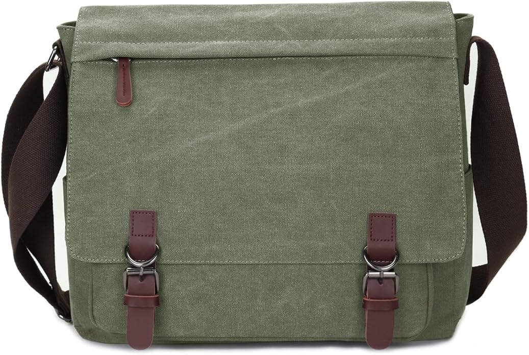 Canvas Messenger Bag for Men Women,Travel Satchel Shoulder bag 15.6 Inch Laptop Bag briefcase Business