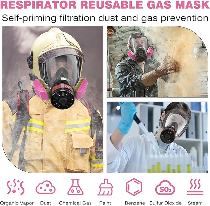 Gas Masks Survival Nuclear and Chemical, Full Face Gas Mask with Activated Carbon Filter