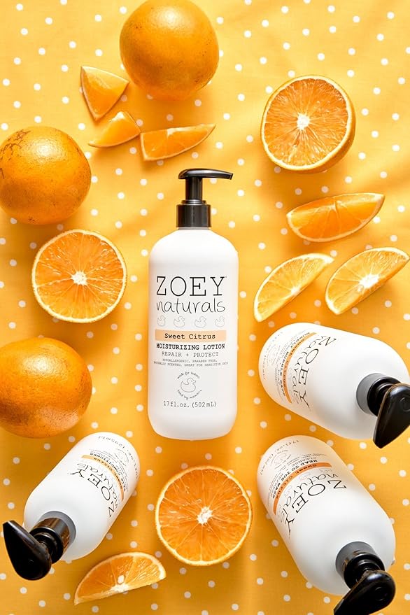 Zoey Naturals Sweet Citrus Baby Lotion - Enriched with Shea, Apricot Oil, Aloe & Avocado - Soothes & Moisturizes with Orange & Pomegranate - Gentle for Eczema Skin, Made in USA