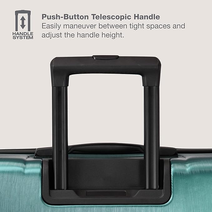 U.S. Traveler Boren Polycarbonate Hardside Rugged Travel Suitcase Luggage with 8 Spinner Wheels, Aluminum Handle, Teal, 2-Piece Set, USB Port in Carry-On