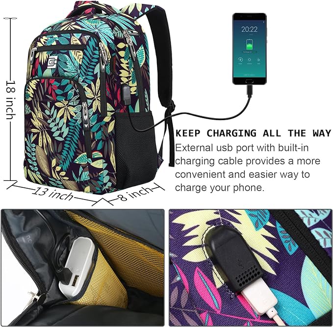 Laptop Backpack,Business Travel Anti Theft Slim Durable Laptops Backpack with USB Charging Port,Water Resistant College Computer Bag for Women & Men Fits 15.6 Inch Laptop and Notebook