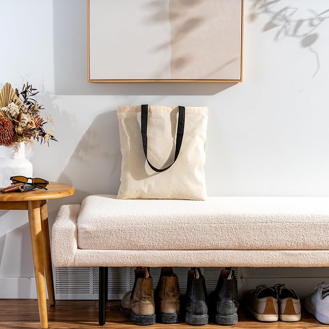 Carrywell |Not Made In China| 6 Pack Cotton Tote Bags, Lightweight Reusable Grocery Shopping Bag, Blank Bulk Cloth Totes with Handles, Great For Custom Screen Print and Gifts (15"x16")