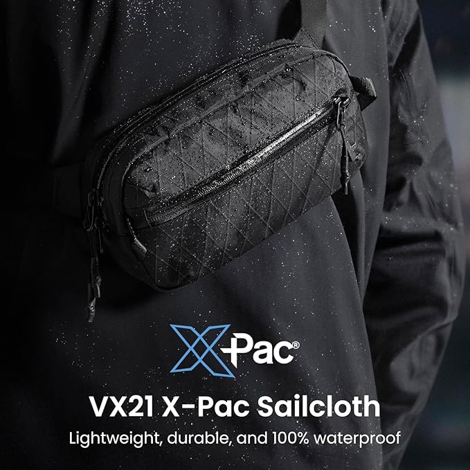 tomtoc 1.5L X-Pac Sling Bag with RFID Blocking, Crossbody Bag Minimalist Chest Shoulder Pack for Men/Women, Water-resistant Lightweight Casual Funny Pack for Travel, Daily Commute