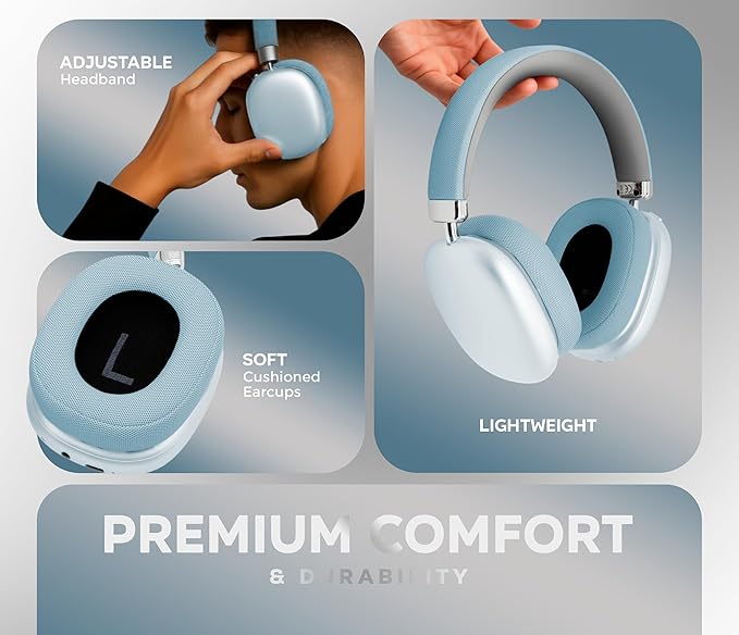 P959 Wireless Gaming Earbuds – Bluetooth 5.3 Stereo Headphones with Mic, Touch Controls, Long Battery, IPX6 Waterproof, Ergonomic for Music, Sports & Travel (Blue)