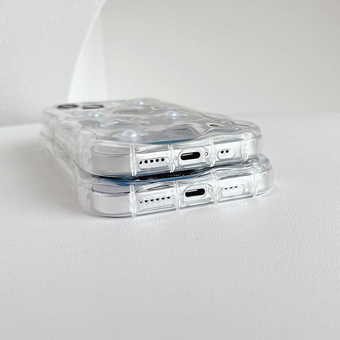 3D Stars Pearls Wavy Frame Plating Mirror Phone Case Compatible with iPhone Case for Women Girls (Clear,for iPhone 11 Pro Max)