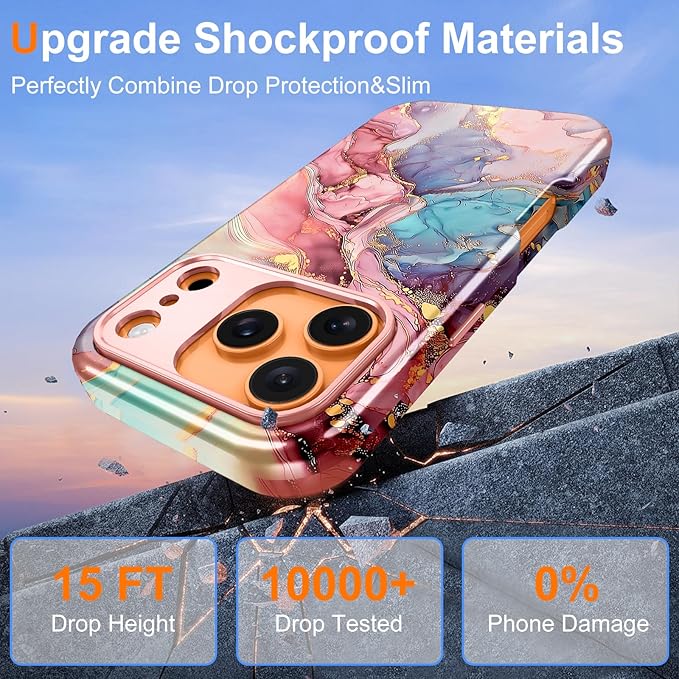 Btscase for iPhone 17 Pro Case [Compatible with Magsafe] [Military-Grade Drop Protection] Slim Anti-Scratch Smooth Touch TPU Bumper Shockproof Magnetic Phone Case for Women Girls Men, Rose Gold