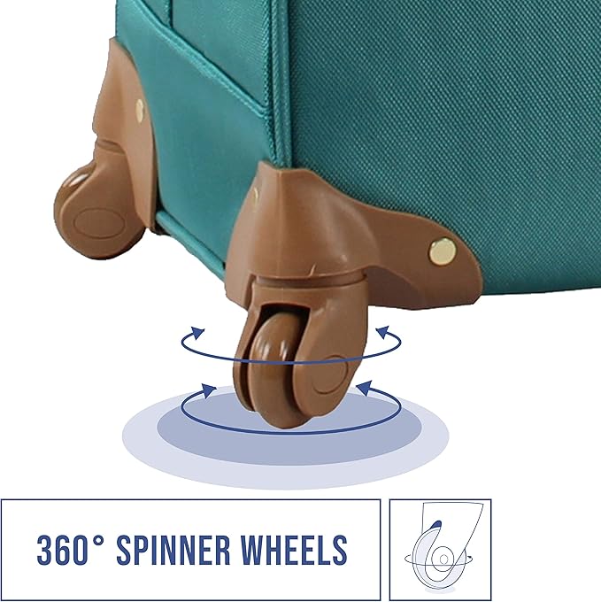 Steve Madden Unisex-Adult (Luggage only) Carry on Bag with Spinner Wheels, Harlo Teal Blue, 20in