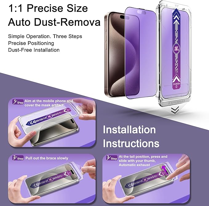 CHISHA 2-Pack Anti Blue Light Matte Screen Protector for iPhone 16 Pro Max 6.9-Inch, Auto Dust Removal, No Bubbles, High Definition Clear, Easy Installation