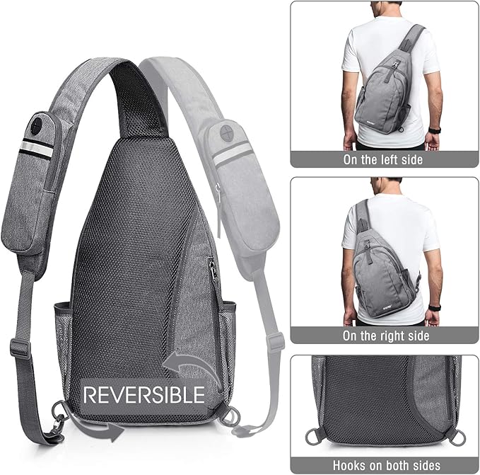 G4Free Sling Bag RFID Blocking Sling Backpack Crossbody Chest Bag Daypack for Hiking Travel(Gray)