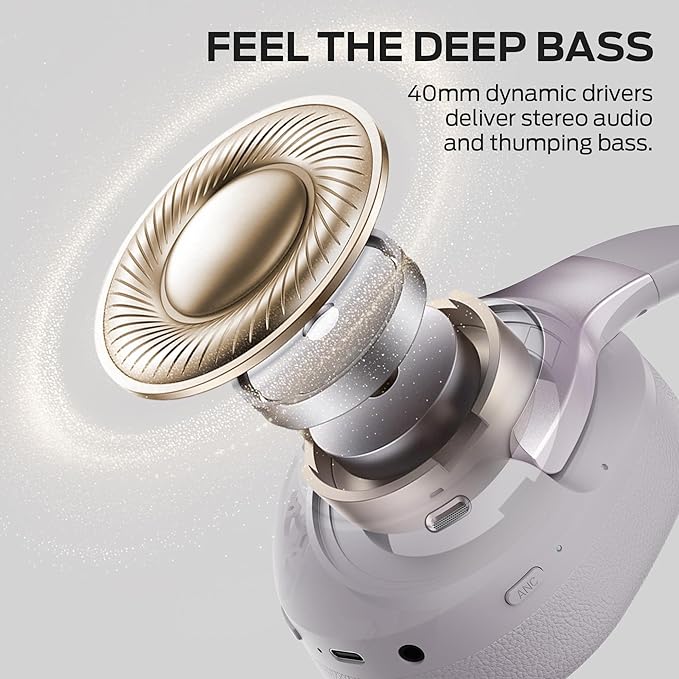 Monster Persona 5th ANC-Wireless Bluetooth Over-Ear Headphones with Microphone, 70H Playtime, Bluetooth 6.0, Comfortable and Foldable Design (Purple)