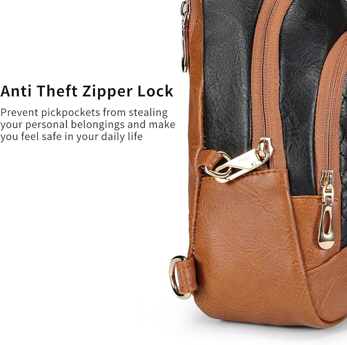 Crossbody Bags for Women Anti Theft Small Sling Handbag with Zipper Lock Vegan Leather RFID Blocking Chest Pure