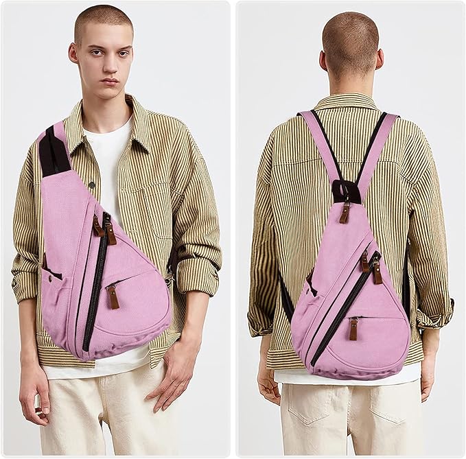 HuxFam Canvas Sing Bag for Women Crossbody Bags Backpack Purse Rucksack Small Casual Daypack