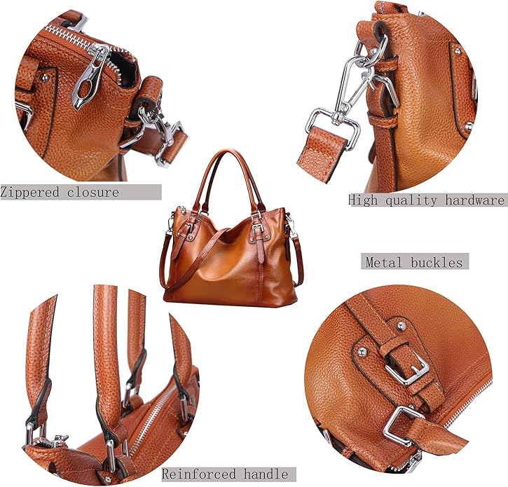 HESHE Genuine Leather Purses and Handbags for Women Tote Shoulder Bag Satchel Purse Top Handle Bags Hobo Crossbody Purse