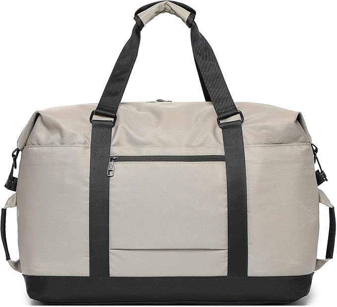 SUNNY BIRD Duffel with Utility Pouch, 40L Weekender Overnight Bag with Shoe Compartment for Travel and Sports (Grey and black)