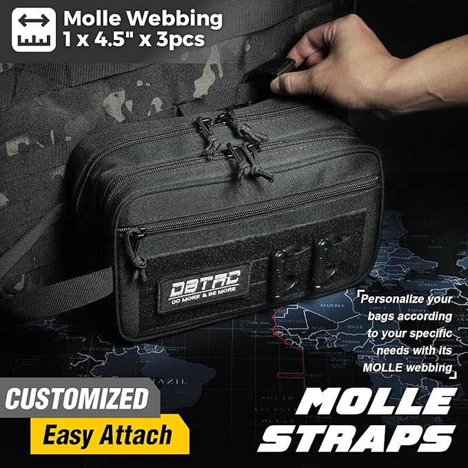 DBTAC Tactical Toiletry Bag for Men | Dry Wet Separate Hygiene Bag Compact Dopp Kit Mens Shaving Kit Travel shower Bag (Black)