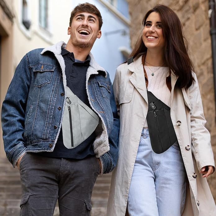 Sling Bag for Men,RFID Crossbody Hiking Backpack Chest Shoulder Tactical Bag with Water Bottle Bag for Travel