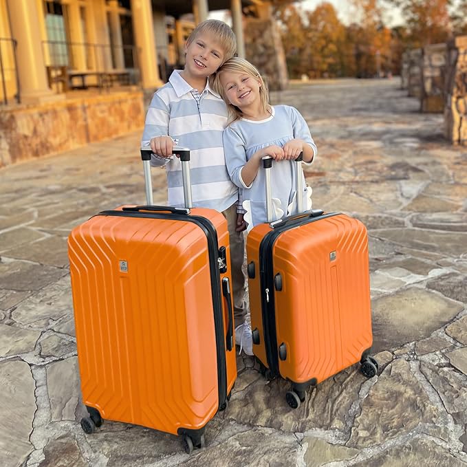 AnyZip Expandable Carry On Luggage, 20 Inch Hard Shell Travel Suitcase,Rolling Lightweight Suitcases with Wheels TSA Lock (Orange)