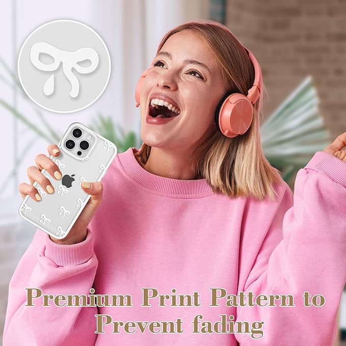 EYZUTAK Case for iPhone 11 Pro Max, Clear Cute Ribbon Bowknot Pattern Aesthetic Transparent Phone Case Raised Camera Protection Stylish Slim Soft Durable TPU Protective Cover for Women Girls - White