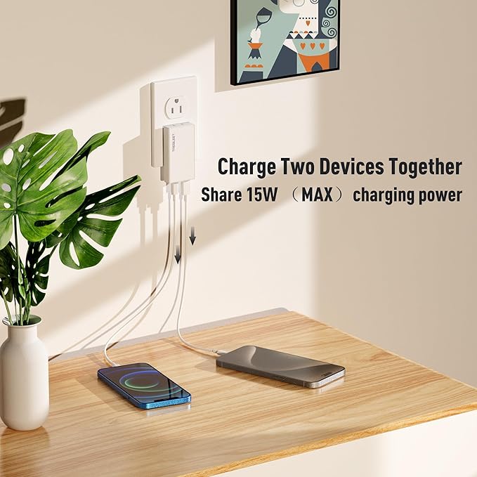 Ultra-Thin 35W USB-C PD Super Fast Charger, 2-Port Wall Charger, PD 3.0& QC 3.0 Compatible for Samsung Galaxy S24/ S24 Ultra/ S23/ S23 Ultra/Z Fold4/ A54 5G/ S22 Series/Pixel 8 Pro/iPhone 15 Pro