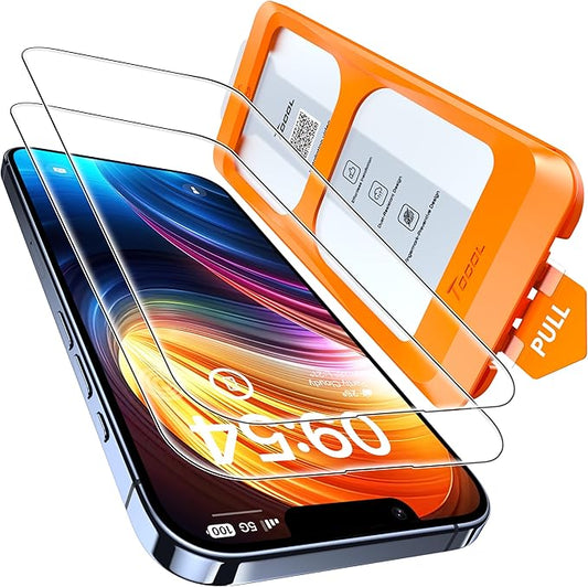 TOCOL for iPhone 13 Pro Max Screen Protector/iPhone 14 Plus Screen Protector Military Grade Shatterproof HD Tempered Glass Full Coverage Anti-Fingerprint Easy Installation Case Friendly 2 Pack