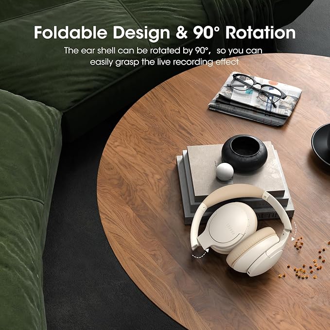 DOQAUS Upgrade Bluetooth Headphones Over Ear, 90H Playtime BT 5.3 Wireless Headphone EQ Modes, Built-in HD Mic, HiFi Stereo Sound, Deep Bass, Memory Foam Cups for Phone/PC&Travel/Gym/Workout