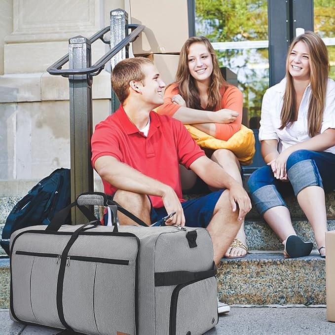 120L Travel Duffle Bag for Men, Large Foldable Duffel Bag for Travel with Shoe Compartment Overnight Weekender Bag Gym Bag for Men Women Waterproof & Tear Resistant (Gray, 120L)