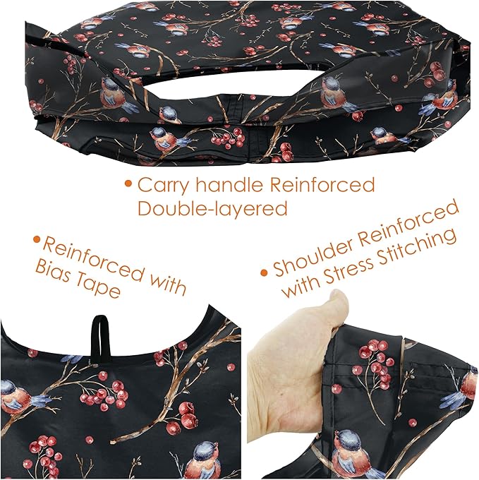 BeeGreen Birds Lover Gifts for Women Animals Reusable Grocery Bags Shopping Bags Bulk 6 Pack 50LBS X-Large Foldable Hummingbird Swan Robin Owls Parrots