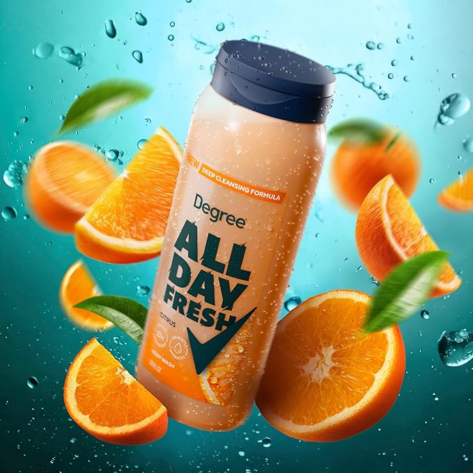 Degree All Day Fresh Body Wash Fresh Citrus Deep Cleansing 20 oz