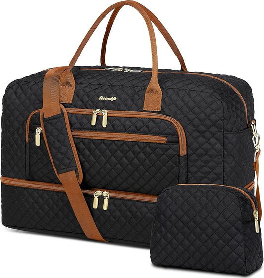 Travel Duffle Bag Weekender for Women - 38L Carry-On Overnight Personal Item Bag with Shoe Compartment & Wet Pocket Weekend Tote Bags with Toiletry Hospital Bags for Labor and Delivery