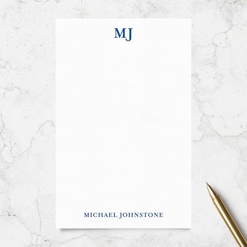 Personalized Notepad with Monogram and Name, Monogrammed Stationery 50 or 100 Sheets Lined or Unlined in Choice of Colors, Tear off Note Pad, Memo Pad, To Do List (Style #3)