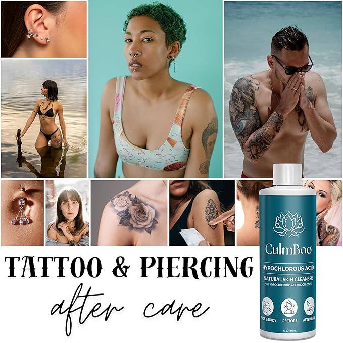 Hypochlorous Acid Spray for Face & Skin - HOCl, Acne Prone Skin, Eczema, Natural Tattoo Aftercare, Piercing Aftercare Spray, Eye Lash Cleanser, Face Mist Toner, Wound Care Cleanser, 16 Fl Oz