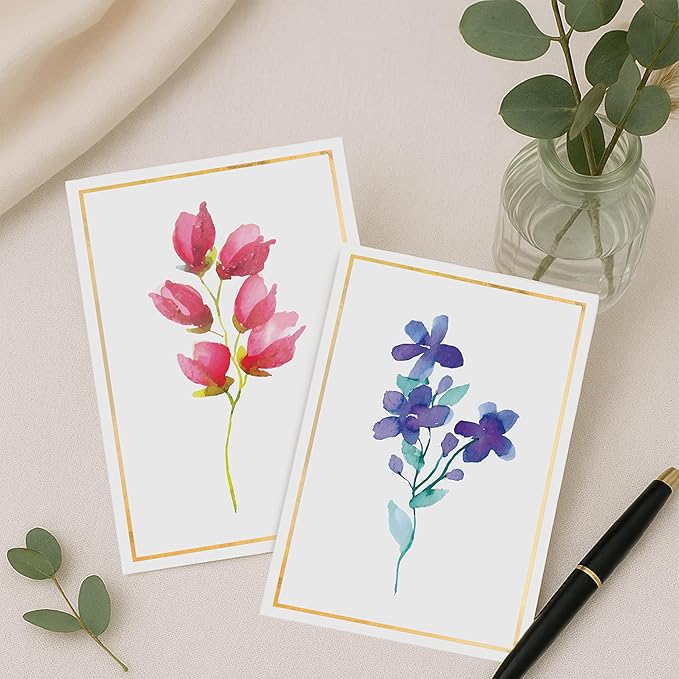30 Pack Blank Cards and Envelopes - 4 x 6 Inch Floral Greeting Cards for Encouragement, Stationery Set for All Occasions, Blank Note Cards with 10 Unique Designs
