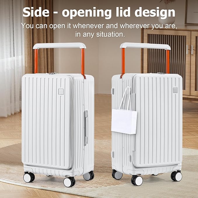 Joyway Hardshell 24 inch luggage with spinner wheels, Lightweight Hardside large checked withTSA Lock (White, Checked Luggage-24 Inch)