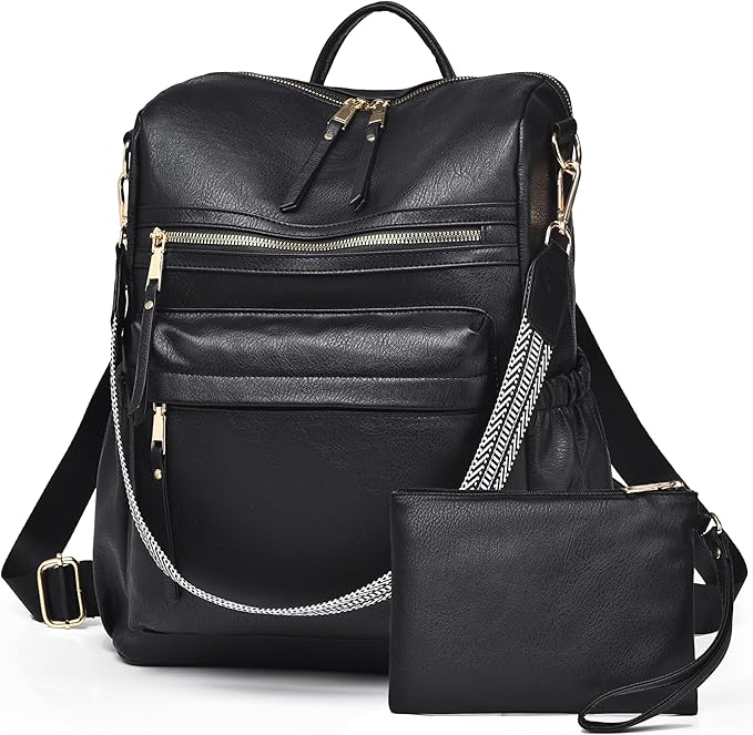 Dora & Liz Womens Backpack Purse Leather Fashion Travel Backpack Purse for Women Designer Ladies Shoulder Bags with Wristlet