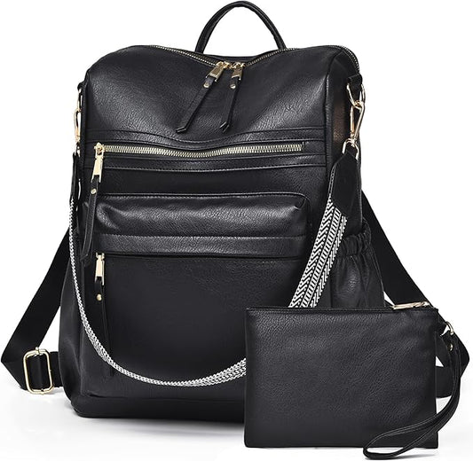 Dora & Liz Womens Backpack Purse Leather Fashion Travel Backpack Purse for Women Designer Ladies Shoulder Bags with Wristlet