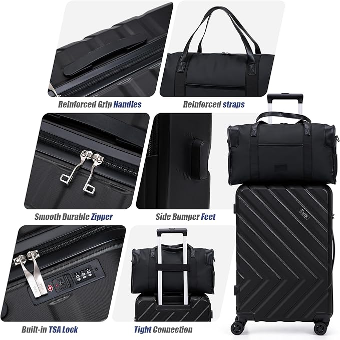 Luggage Sets 5 Piece, Suitcases with Wheels, ABS Hard Case Luggage with TSA Lock Spinner Wheels, Carry On Luggage Set(5 Piece Sets (20"/24"/28"/DB/TB))