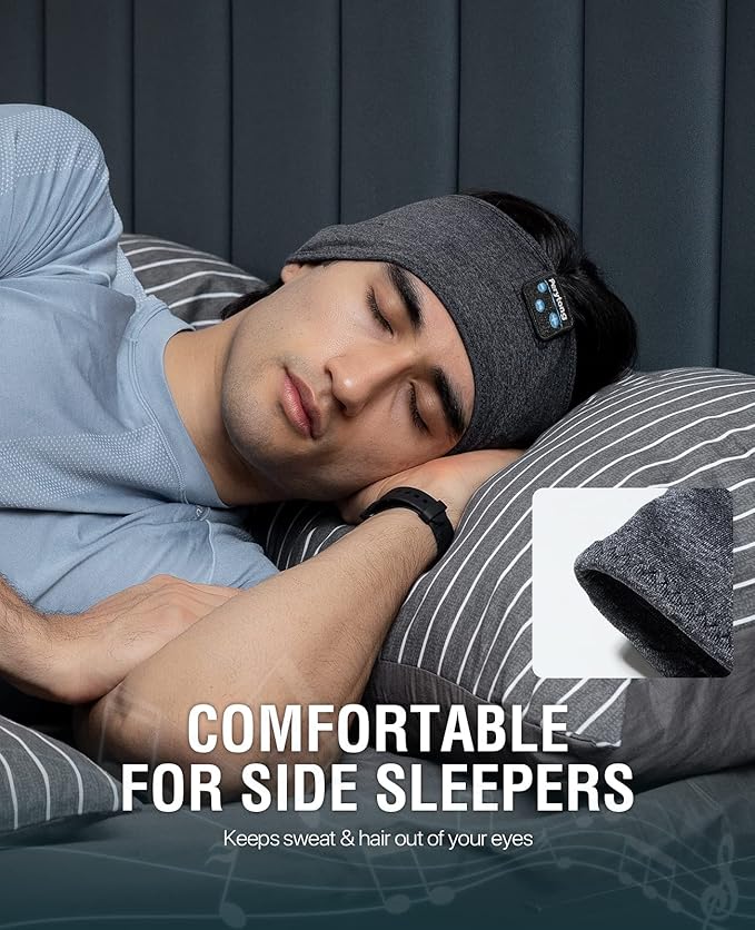 Perytong Bluetooth Headband Sleep Headphones, Sleeping Headphones for Side Sleepers, Sleep Earbuds Wireless Earphones with HD Stereo Speaker for Birthday Anniversary Christmas Tech Gifts Men Women