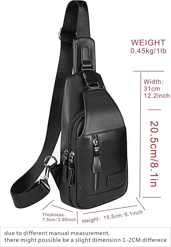 Leather Sling Bag Purse Chest Shoulder Backpack,Concealed Carry Crossbody Bags for Men Wander Plus Anti Theft Bag