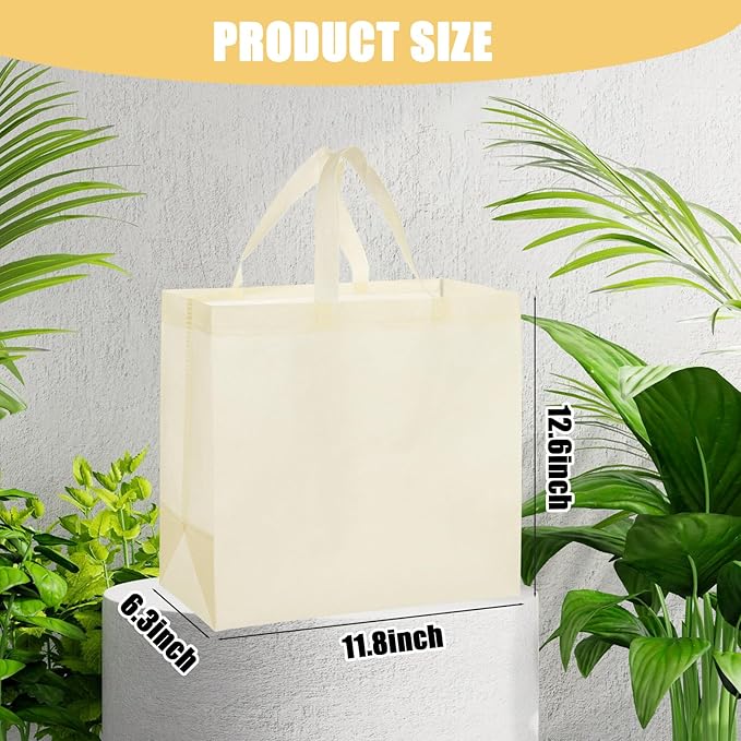 50Pcs Reusable Non Woven Shopping Bags Large Foldable Totes Bag with Handles Grocery Handbag Bulk for Boutiques