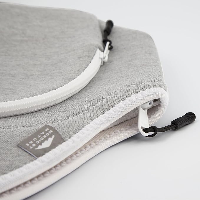 Insulated Large Neoprene Lunch Bag For Women, Men & Kids | Extra Pocket | 5 mm Insulation | 13.5” Big | Washable | Soft Designer Cotton | Best YKK Zipper In The World | LightGrey Lunch Box