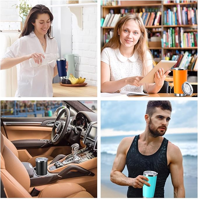 Sieral 36 Packs Stainless Steel Tumbler Bulk with Lid Vacuum Double Wall Insulated Travel Coffee Mug Powder Coated Tumbler Cup for Graduation Wedding Christmas Birthday Party(Mixed, 20 oz)