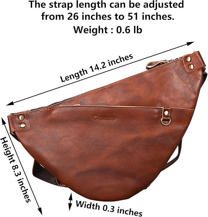 Genuine Leather Sling Bag for Men and Women Lightweight Crossbody Shoulder Bag Chest Purse Sling Backpack
